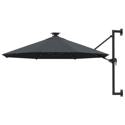 Parasol ścienny z LED, na metalowym słupku, 300 cm, antracytowy Lumarko!