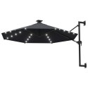 Parasol ścienny z LED, na metalowym słupku, 300 cm, antracytowy Lumarko!