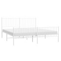 Metalowa rama łóżka z wezgłowiem i zanóżkiem, biała, 200x200 cm Lumarko!