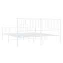Metalowa rama łóżka z wezgłowiem i zanóżkiem, biała, 200x200 cm Lumarko!