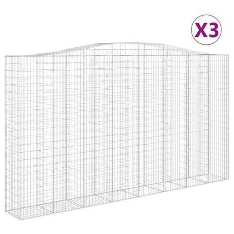 Kosze gabionowe, 3 szt, 400x50x220/240 cm, galwanizowane żelazo Lumarko!