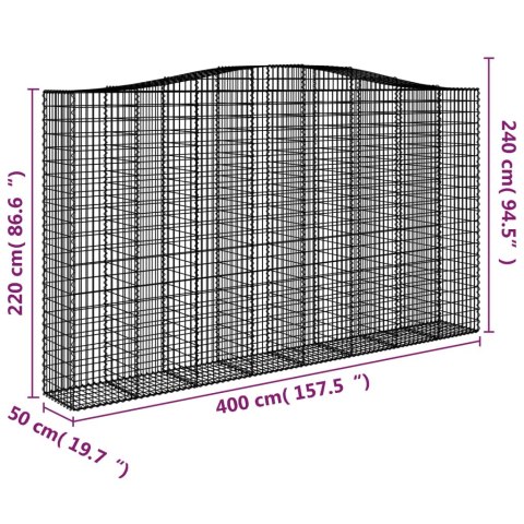 Kosze gabionowe, 3 szt, 400x50x220/240 cm, galwanizowane żelazo Lumarko!