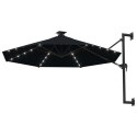 Parasol ścienny z LED, na metalowym słupku, 300 cm, czarny Lumarko!