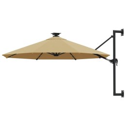 Parasol ścienny z LED, na metalowym słupku, 300 cm, kolor taupe Lumarko!