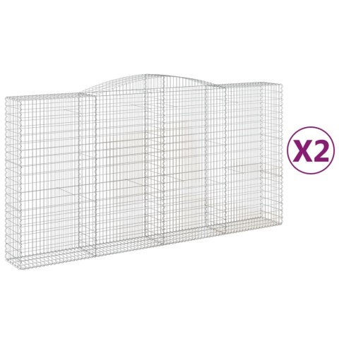 Kosze gabionowe, 2 szt, 400x50x200/220 cm, galwanizowane żelazo Lumarko!
