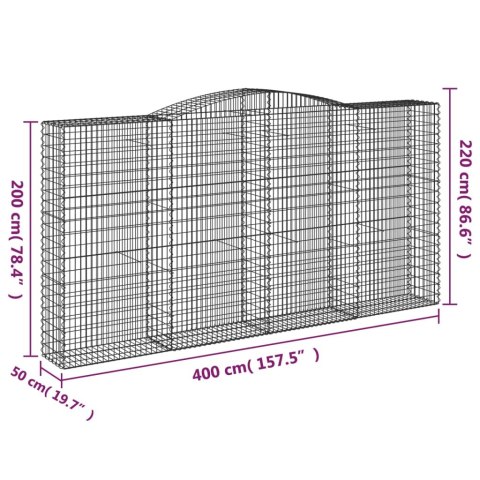 Kosze gabionowe, 2 szt, 400x50x200/220 cm, galwanizowane żelazo Lumarko!
