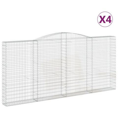 Kosze gabionowe, 4 szt, 400x30x180/200 cm, galwanizowane żelazo Lumarko!