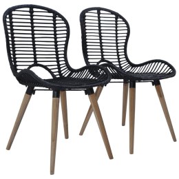 Krzesła stołowe, 2 szt., czarne, naturalny rattan Lumarko!