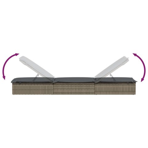 2 leżaki ze stolikiem, szare, polirattan Lumarko!