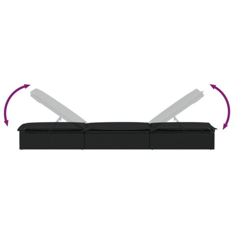 Leżak z poduszką, czarny, 201x55x62 cm, polirattan Lumarko!