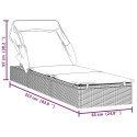 Leżak ze składanym dachem, szary, 213x63x97 cm, polirattan Lumarko!