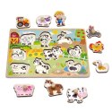 TOOKY TOY Drewniane Puzzle Montessori Farma z Pinezkami Do Dopasowania  Lumarko!