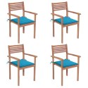Krzesła ogrodowe, 4 szt., niebieskie poduszki, drewno tekowe Lumarko!