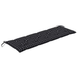 Poduszka na ławkę, czarna w kratkę, 150x50x7 cm, tkanina Lumarko!