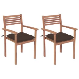 Krzesła ogrodowe, 2 szt., poduszki w kolorze taupe, drewno tekowe Lumarko!