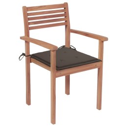 Krzesła ogrodowe, 4 szt., poduszki taupe, drewno tekowe Lumarko!