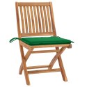 Krzesła ogrodowe, 2 szt., zielone poduszki, lite drewno tekowe Lumarko!