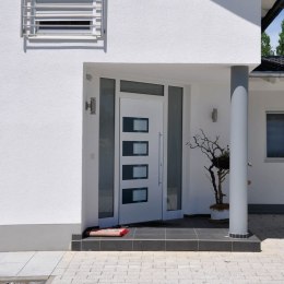 Drzwi wejściowe, białe, 110x210 cm, aluminium i PVC Lumarko!