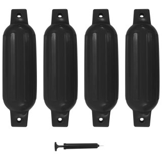 VidaXL Odbojnice do łodzi, 4 szt., czarne, 41x11,5 cm, PVC