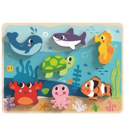 TOOKY TOY Drewniane Puzzle Montessori Świat Morza Rybki Żółwik Kształty  Lumarko!