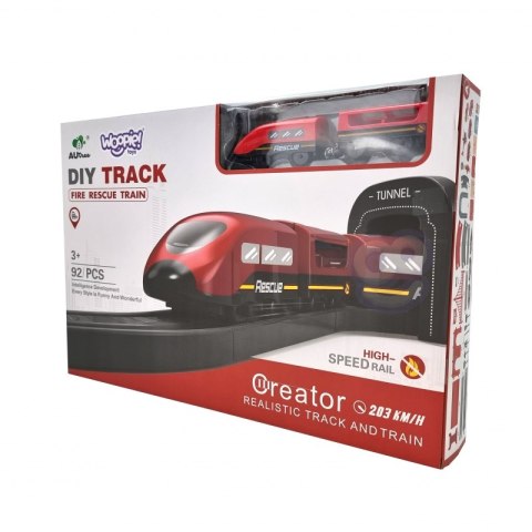 WOOPIE Kolejka Elektryczna Tor Samochodowy Straż Helikopter Auta 92 el.  Lumarko!