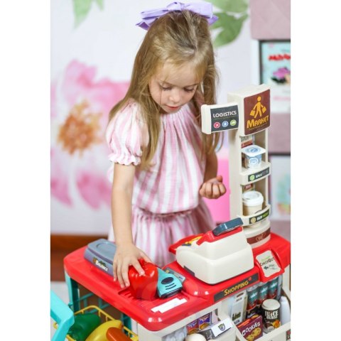 WOOPIE Sklep Supermarket z Wózkiem Sklepowym Waga Kasa Skaner + 48 Akc.  Lumarko!