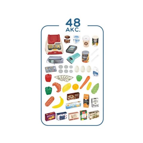 WOOPIE Sklep Supermarket z Wózkiem Sklepowym Waga Kasa Skaner + 48 Akc.  Lumarko!