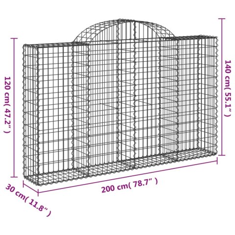 Kosze gabionowe, 12 szt, 200x30x120/140cm, galwanizowane żelazo Lumarko!