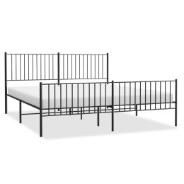 Metalowa rama łóżka z wezgłowiem i zanóżkiem, czarna, 183x213cm Lumarko!