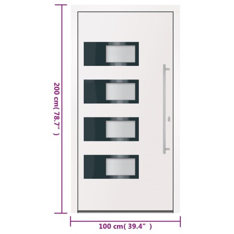 Drzwi wejściowe, białe, 100x200 cm, aluminium i PVC Lumarko!