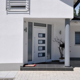 Drzwi wejściowe, białe, 110x210 cm, aluminium i PVC Lumarko!