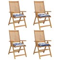 Poduszki na krzesło, 4 szt., niebiesko-białe paski, 50x50x7 cm Lumarko!