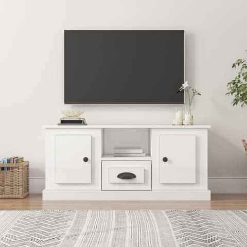 Szafka pod TV, wysoki połysk, biała, 100x35,5x45 cm Lumarko!