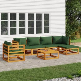 7-cz. ogrodowy zestaw wypoczynkowy, zielone poduszki, drewno Lumarko!