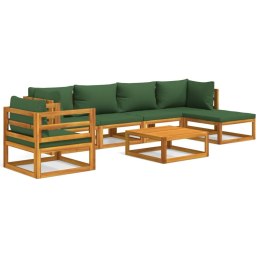 7-cz. ogrodowy zestaw wypoczynkowy, zielone poduszki, drewno Lumarko!