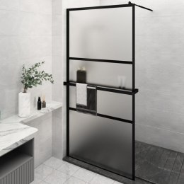 Ścianka prysznicowa z półką, czarna, 115x195 cm ESG i aluminium Lumarko!