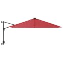 Ścienny parasol ogrodowy z LED, czerwony, 290 cm Lumarko!