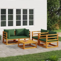 5-cz. ogrodowy zestaw wypoczynkowy, zielone poduszki, drewno Lumarko!