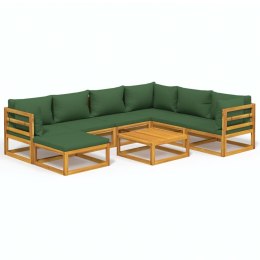 5-cz. zestaw wypoczynkowy do ogrodu, zielone poduszki, drewno Lumarko!