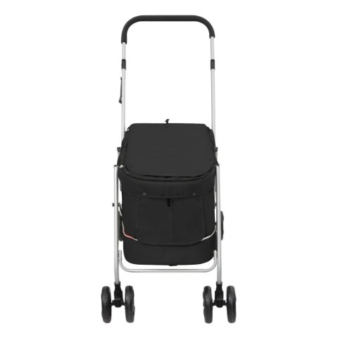 Składany wózek dla psa, czarny, 100x49x96 cm, lniana tkanina Lumarko!