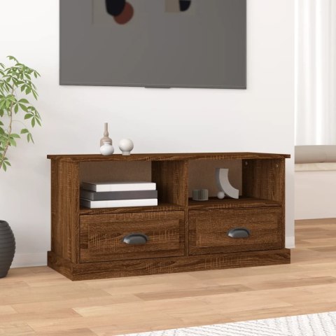 Szafka pod TV brązowy dąb 93x35,5x45 cm materiał drewnopochodny Lumarko!