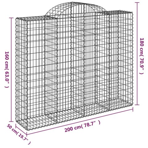 Kosze gabionowe, 5 szt, 200x50x160/180 cm, galwanizowane żelazo Lumarko!