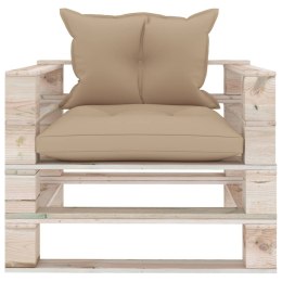 Sofa ogrodowa z palet, z beżowymi poduszkami, drewno sosnowe Lumarko!