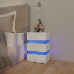 Szafka nocna z LED, biała, 45x35x67 cm, płyta wiórowa Lumarko!