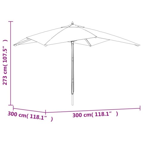Parasol ogrodowy na drewnianym słupku, terakota, 300x300x273 cm Lumarko!