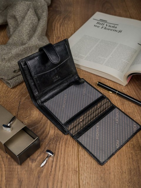 Skórzany portfel na karty z eleganckimi przeszyciami — Rovicky Lumarko!