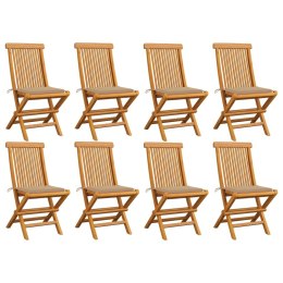 Krzesła ogrodowe z beżowymi poduszkami, 8 szt., drewno tekowe Lumarko!