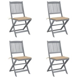 Składane krzesła ogrodowe, 4 szt., poduszki, drewno akacjowe Lumarko!