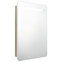 Szafka łazienkowa z lustrem i LED, biel i dąb, 60 x 11 x 80 cm Lumarko!