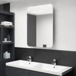Szafka łazienkowa z lustrem i LED, biel z połyskiem 60x11x80 cm Lumarko!